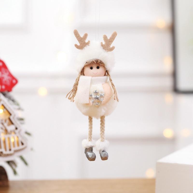 Christmas Plush Angel Doll Pendant Cute Christmas Tree Figurine Pendant Home Christmas Decor Crafts Children's Christmas Gifts