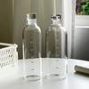500/750 ml transparente Kunststoff-Wasserflasche mit Zeitmarkierung, kreativ, große Kapazität, auslaufsicher, Milchbecher, Trinkgeschirr für Kinder, Schule, Fitnessstudio, Sport