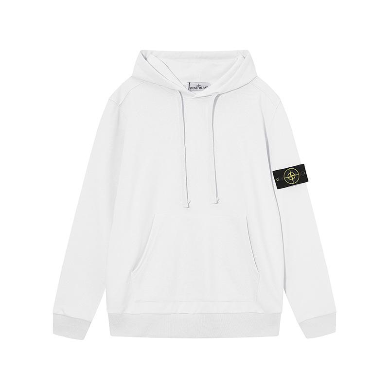 Stone Island Unisex Classic Solid Color Badge Hoodie Sweatshirt