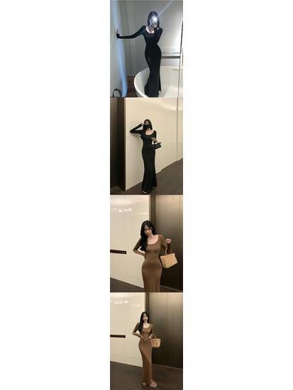 Chic Women's Hip-Hugging Fishtail Dress: Waist-Cinching, Slimming Over-the-Knee Skirt for Spring & Autumn