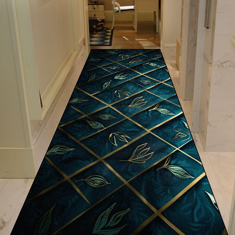 Green Plant Pattern Long Corridor Carpet Living Room Light Luxury Rug Home Hall Runner Carpet Non-slip Doorway Hallway Floor Mat