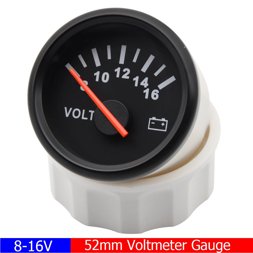 Red Backlight 52 Mm Gauge Marine Voltmeter 8-16 Volts For Caravan Car Boat Motorcycle Volt Meter Automobile Gauge 12V