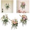Eucalyptus and Chrysanthemum Door Wreath Lighted Flower Garland Wall Hanging Decoration for Wedding Outdoor Party
