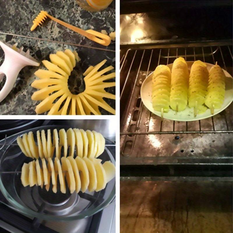 6pcs Campfire Potato Skewers: Portable Manual Spiral Slicer and Potato Chip Making Set