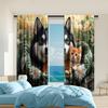 2 Pcs   Versatile Polyester Transparent Curtains for Home Decoration Cute Dog with Cat for Use In Bedrooms and Living Rooms