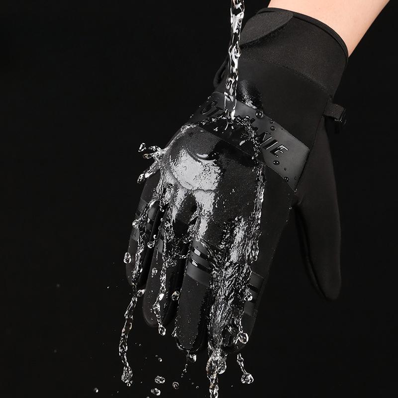 Winter Warm Gloves for Men and Women Outdoor Sports Cycling Waterproof Cold Proof and Anti Slip Touch Screen Windproof Plus Velvet Cycling Gloves