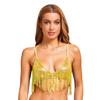 No-pad Wireless Bralette Bra Womens S-3XL - Shiny Sequin Tassel Top with Swing Fringe for Belly Dance Disco