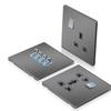 UK Standard Electric Wall Switches Socket Retro Style Stainless Steel Panel Multifunction with 220v Max. Voltage Manufactured UK