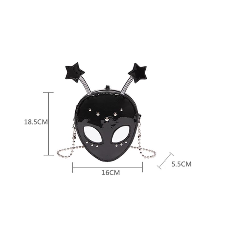 Alien Pattern Shoulder Bag PU Leather Halloween Purse for Women Chain Crossbody Messenger Bag Halloween Female Chic Purse CLE
