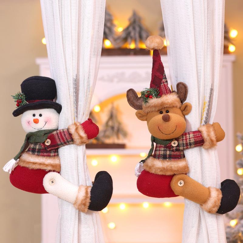 1PC Hat Designs Creative Reindeer & Santa with Sweaters Curtain Buckle Christmas Decorations Curtain Clips Christmas Snowman