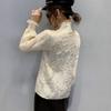 Solid Color Long-sleeved Sexy Lace Shirt Women's Spring Korean Version Slim Standing Neck Simple Versatile Shirt