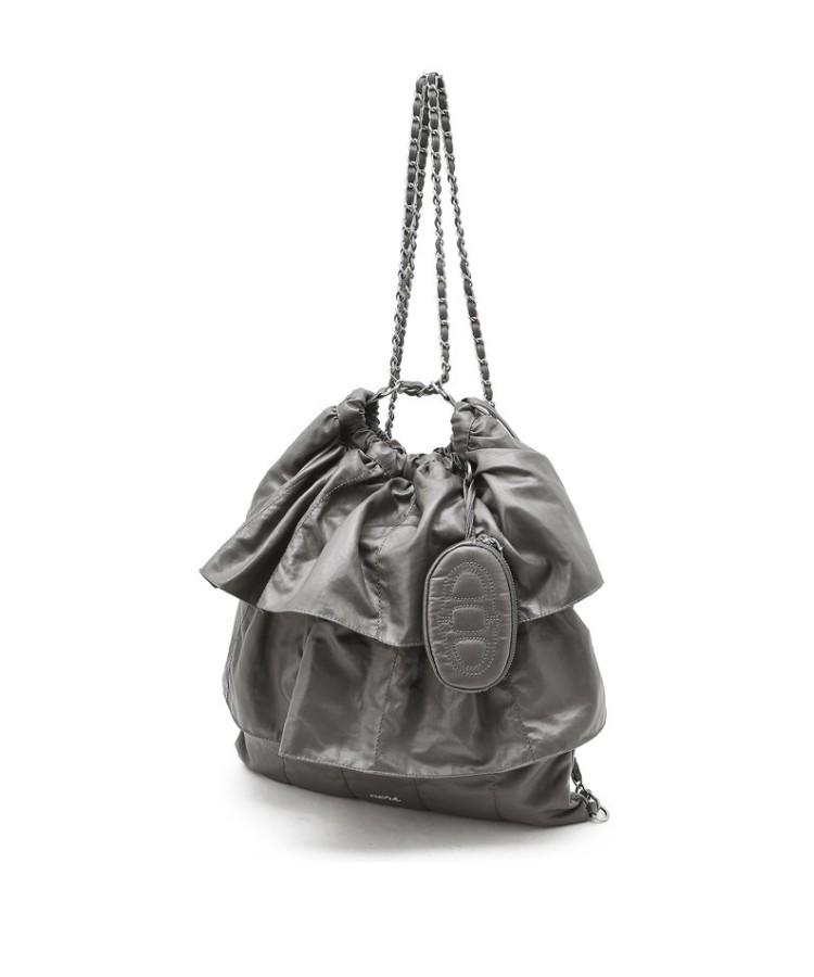 Athe Vanessabruno Grey Dupeskin Frill Chain Backpack And Shoulder Bag M Aaba6F715G2