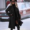 2025 Cross-Border Double-Breasted Solid Color Wool Coat with Lapel - Extra Long for Spring & Autumn