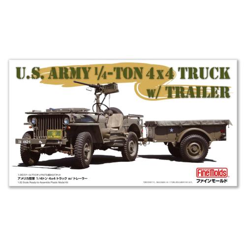 Fine Molds 1/20 Scale American 1/4-Ton 4x4 Truck (with Trailer and Machine Gun) Plastic Model 82002 (Combat Vehicle)