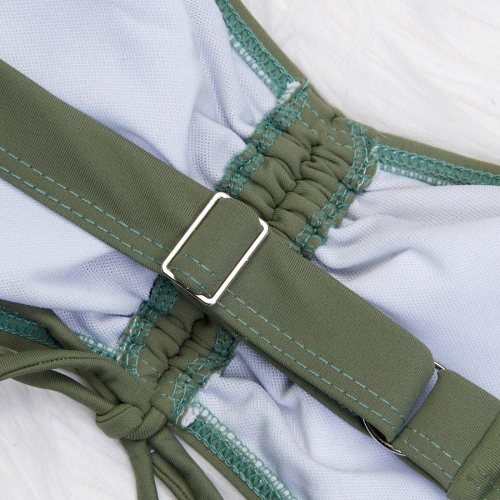 European and American Solid Color Triangle Bikini Split Sexy Women's Swimsuit Bikini