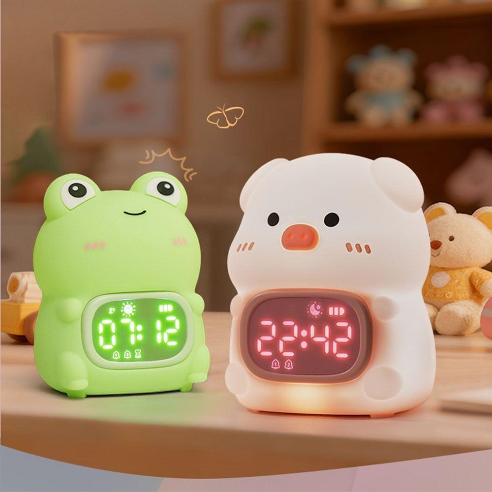 Touch Alarm Clock for Kids Pig/Frog Shape Night Light  for Home Room Living Room Office Decor