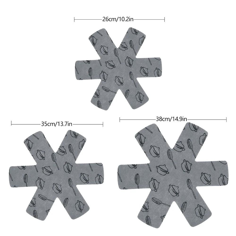 15 st Gryt- och pannskydd Grå/Röd Halkfri Tryck Avdelningsdynor för att Förhindra Repor Separera och Skydda Ytor för Köksredskap