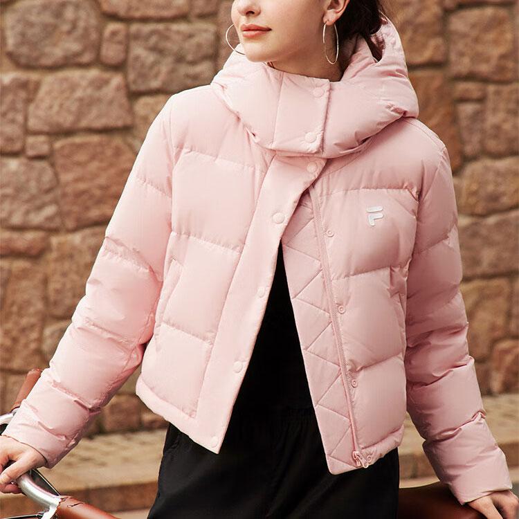 Fila Fusion Fashion Casual Windproof Warm Loose Short Bread Down Jacket Women Outerwear Berry-Pink T11W443908F-PK