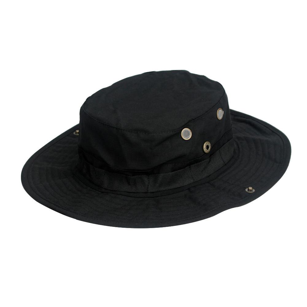 Military Camouflage Bucket Hat With Breathable Cotton Fabric For Outdoor Adventures Summer Wear BlackSingleCap