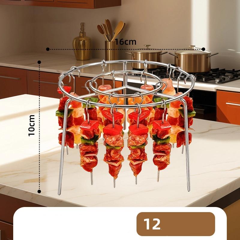 

Барбекю Гриль Для Аэрофритюрницы Круглая Подвесная Стойка для Шампуров Семейная Кухня Уличный Нержавеющий Гриль для Барбекю 12 roots серебряный серый