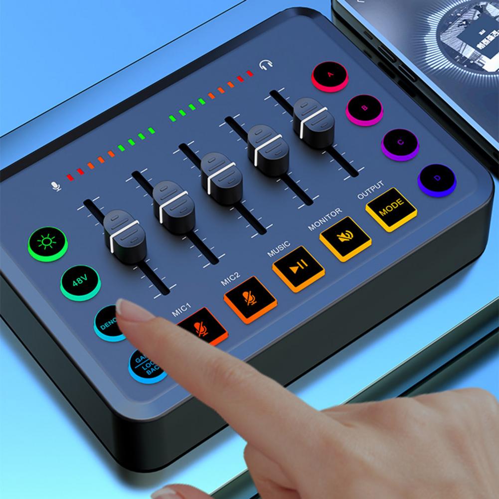 Herní audio mixážní pult s Bluetooth streamováním, XLR mikrofonem a externí zvukovou kartou pro PC s kanálem