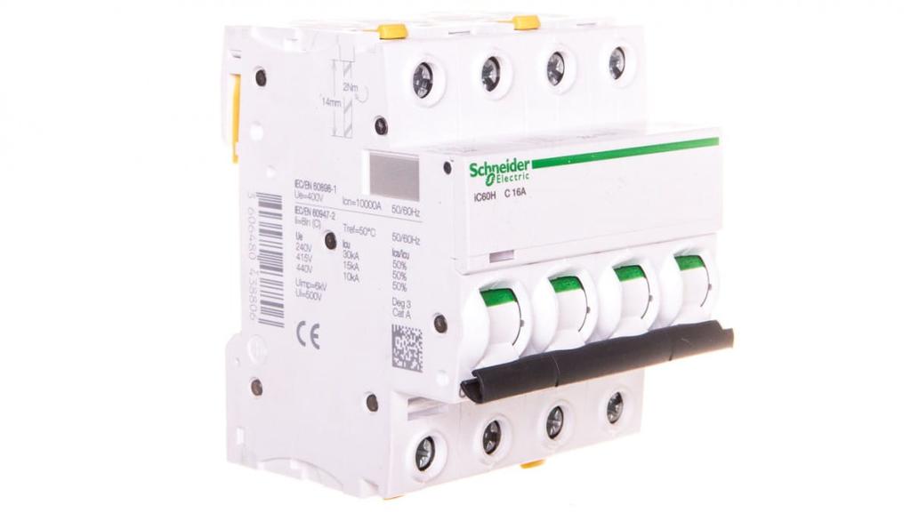 Circuit Breaker 4P C 16A 10Ka Ac Ic60H-C16-4 Acti9 A9F07416