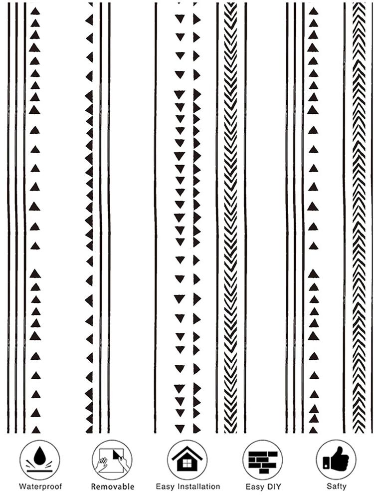 Boho Peel and Stick Wallpaper Stripe Herringbone Black White Vinyl Self Adhesive Room Decor Contact Paper 45cm wide