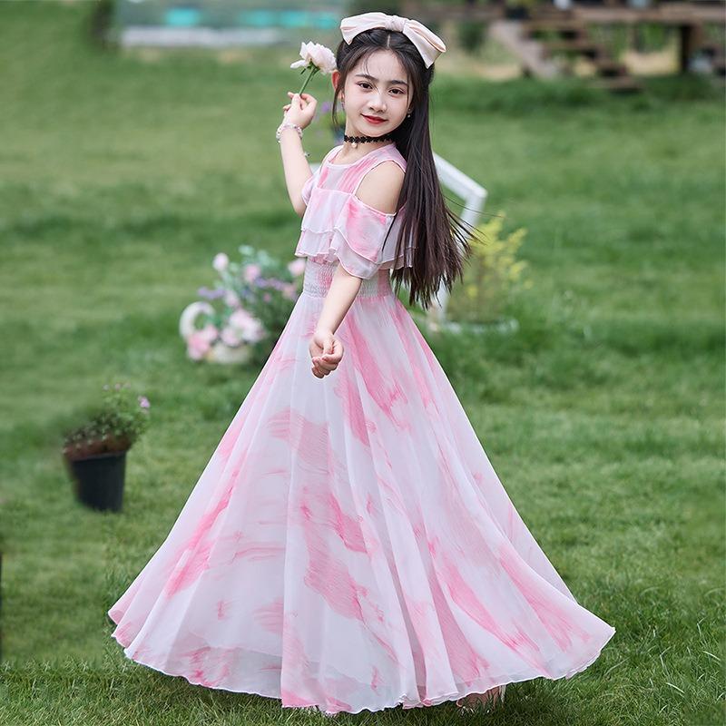 Girls Princess Thin Summer Dress Kids Casual A Line Children Beach Dress