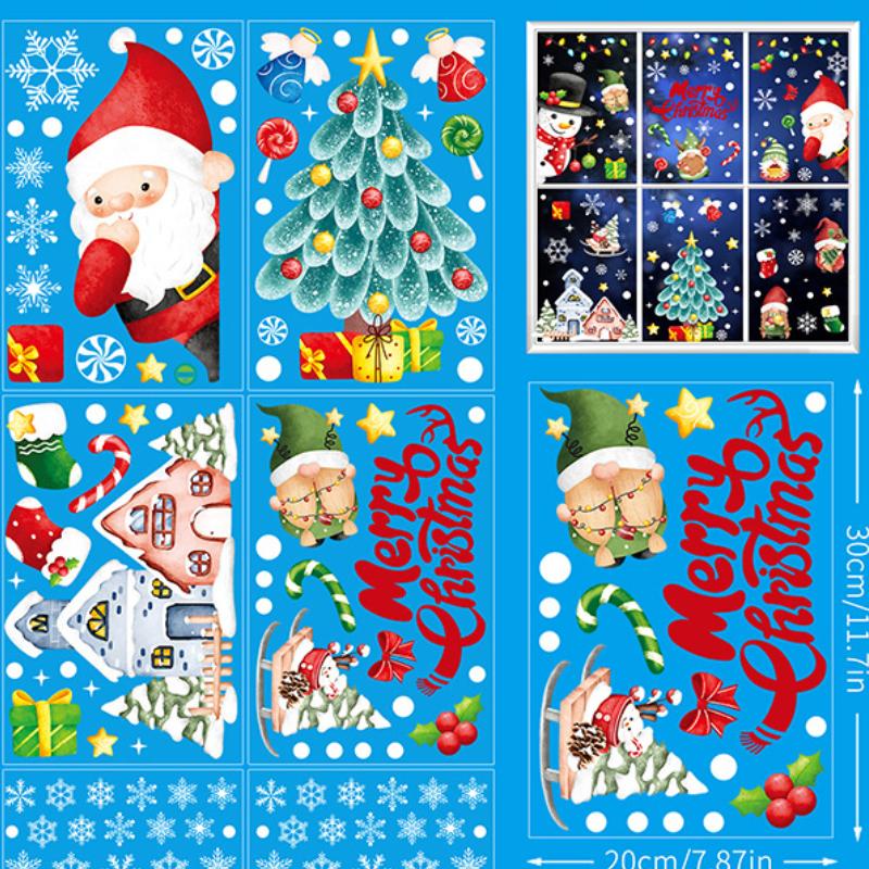 Рождественские наклейки на окна 2023, двусторонние витрины, праздничные декоративные наклейки на стены, электростатические наклейки на стены 20x30x9cm