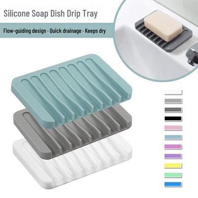 Comb-Shaped Silicone Soap Holder with Self-Draining Design for Bathroom Vanity.