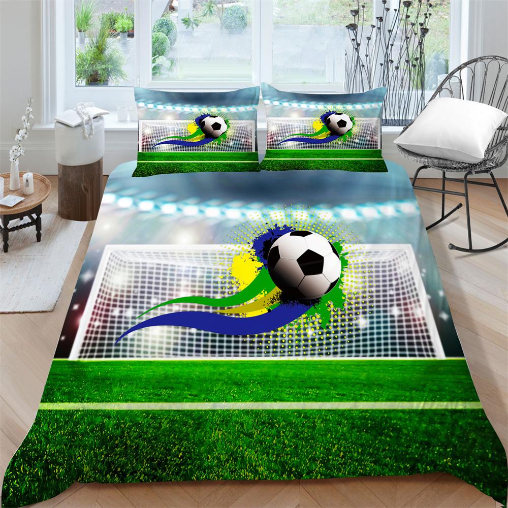 

3D футбольный принт, постельное белье, костюм, футбольный пододеяльник, крутой пододеяльник для мальчиков и мужчин, один размер, декор для спальни EU Single 135x200cm