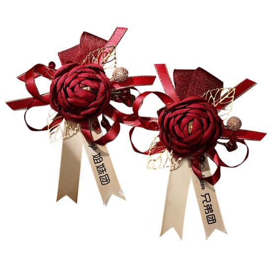 

2 шт./компл., китайские свадебные корсажи, романтический декор с бантом, традиционные броши из сплава для невесты и жениха, булавка для свадьбы, помолвки, юбилея