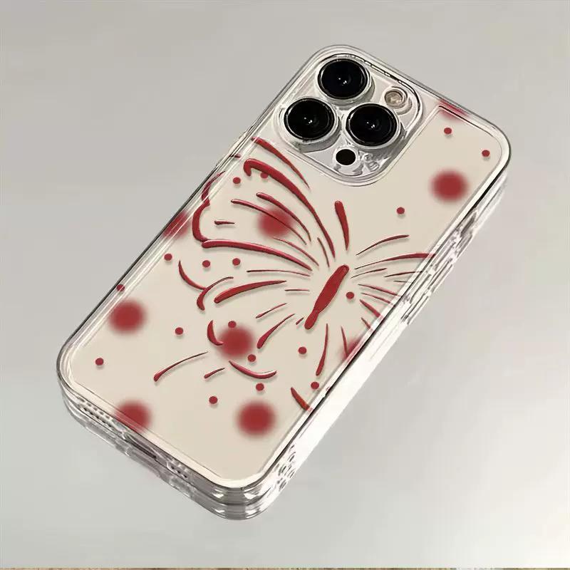 

Minimalist Red Butterfly Ink Aesthetic Clear Phone Case, Soft Shockproof Protective Cover for iPhone iPhone 13 PRO MAX разноцветный
