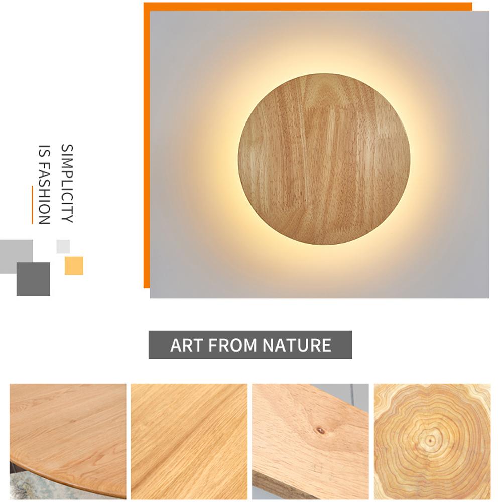 Simple style wooden craft LED wall lamp round oval shape with light source wall-mounted indoor lighting simple style Simplicity