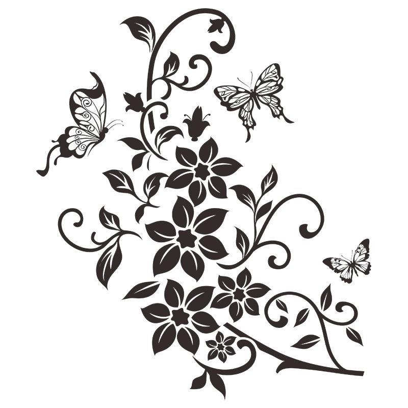 

Artistic Black Floral Vine with Butterfly Toilet Seat Sticker Bathroom Home Decor Self-Adhesive Removable Decal 29x34cm різнокольоровий