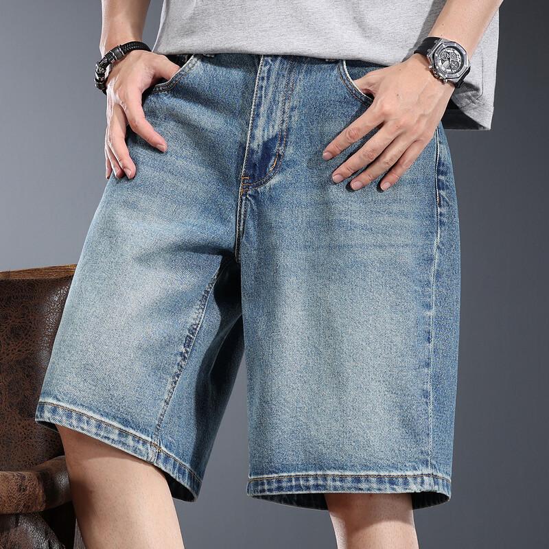 Men s Washed Wide-Leg Denim Shorts 34
