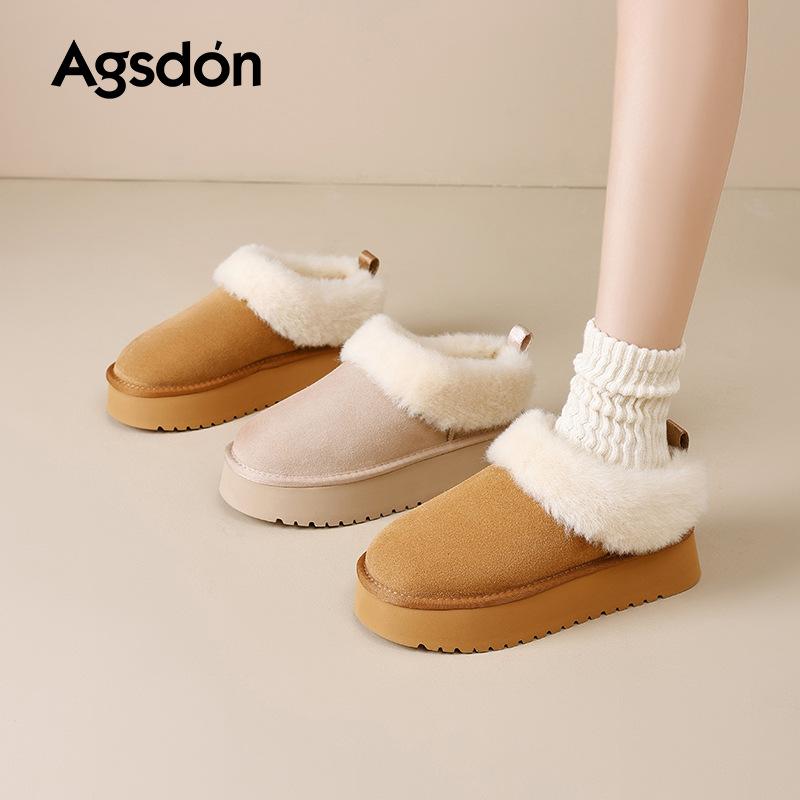 Low-top snow boots, new autumn and winter thick-soled piled and thickened fluffy cotton shoes
