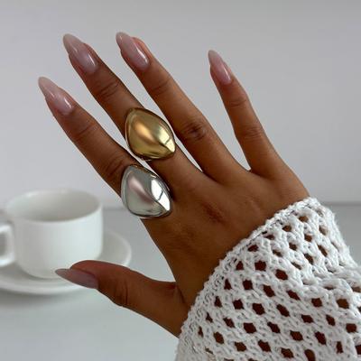 Exaggerated Punk Smooth Irregular Rings for Women Vintage Geometric Adjustable Open Finger Ring Couple Jewelry