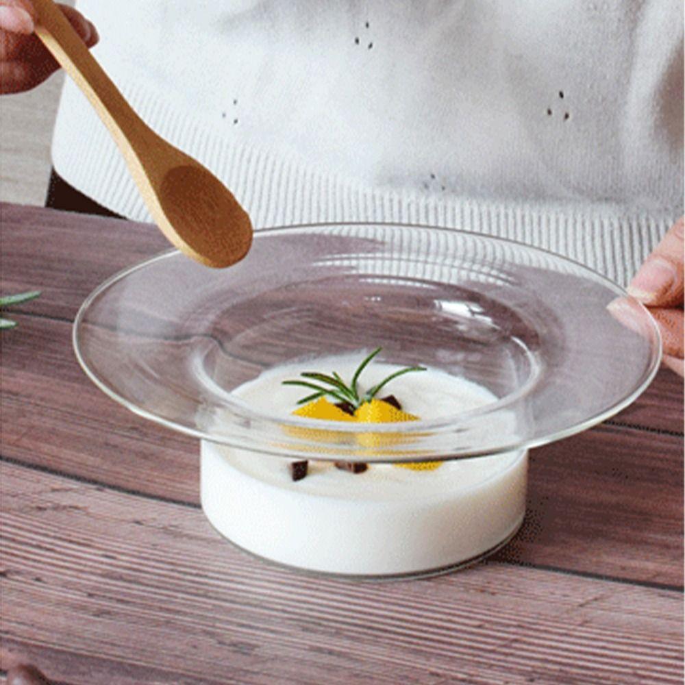 Dessert Tool Transparent Glass Bowl Straw Hat Shaped Household Fruit Salad Plate Decorative Juice Cup Breakfast
