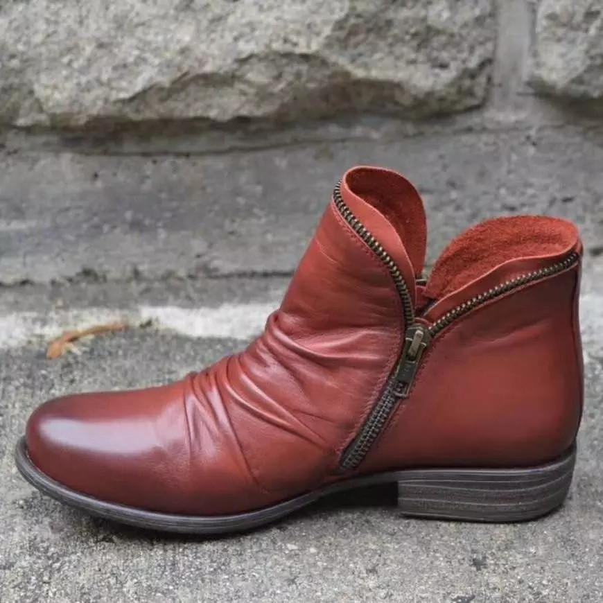Fashion Female Western Boots Cowboy Boots Women Plested Women Ankle Boot Pu Leather Shoes Autumn Boots Women Booties Lady Plus Size 43