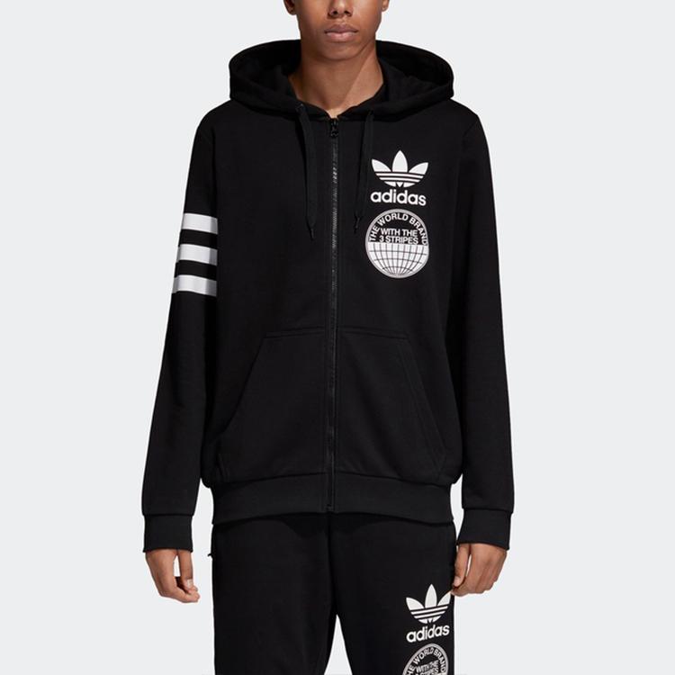Adidas Originals Trefoil Sport Casual Zip Hoodie Jacke Herren Oberbekleidung Schwarz CZ1751