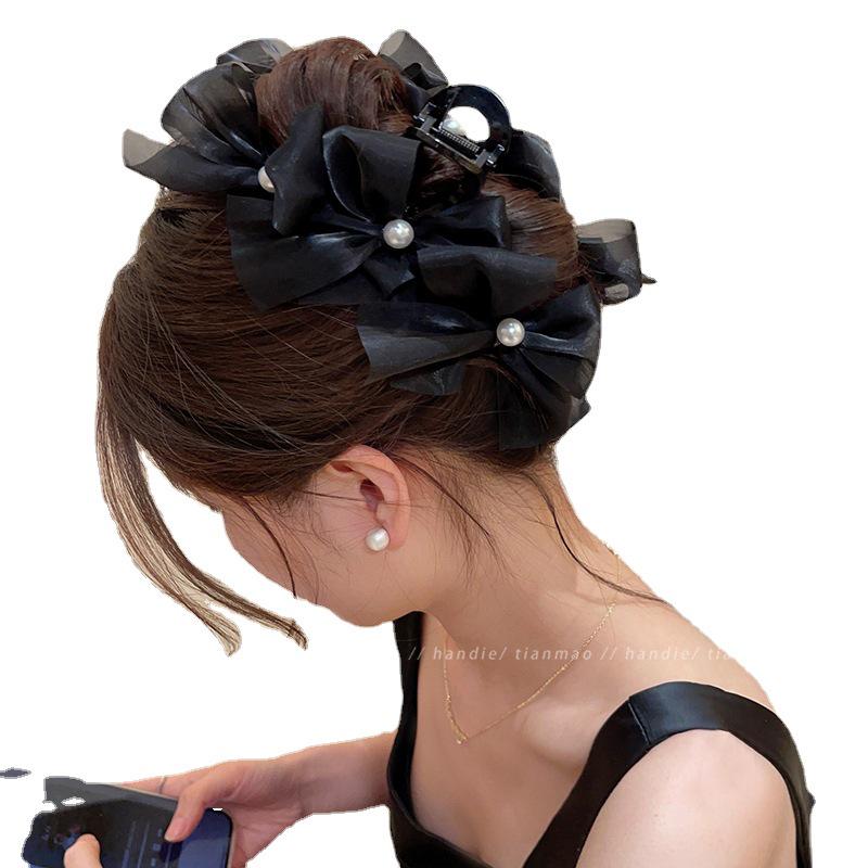 Extra Large Mesh Bow Claw Hair Clip - 2023 High-End Shark Clip for Women