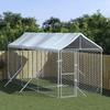 VidaXL Chenil d'extérieur pour chiens avec toit argenté 2x6x2,5 m 3190483