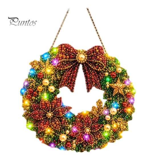 DIY-Feiertagshandwerk für Erwachsene Weihnachts-Diamantmalerei-Kranz-Set mit LED-Lichterkette, Schneemann-Perlenkunst Hängendes Ornament für Erwachsene, Acryl
