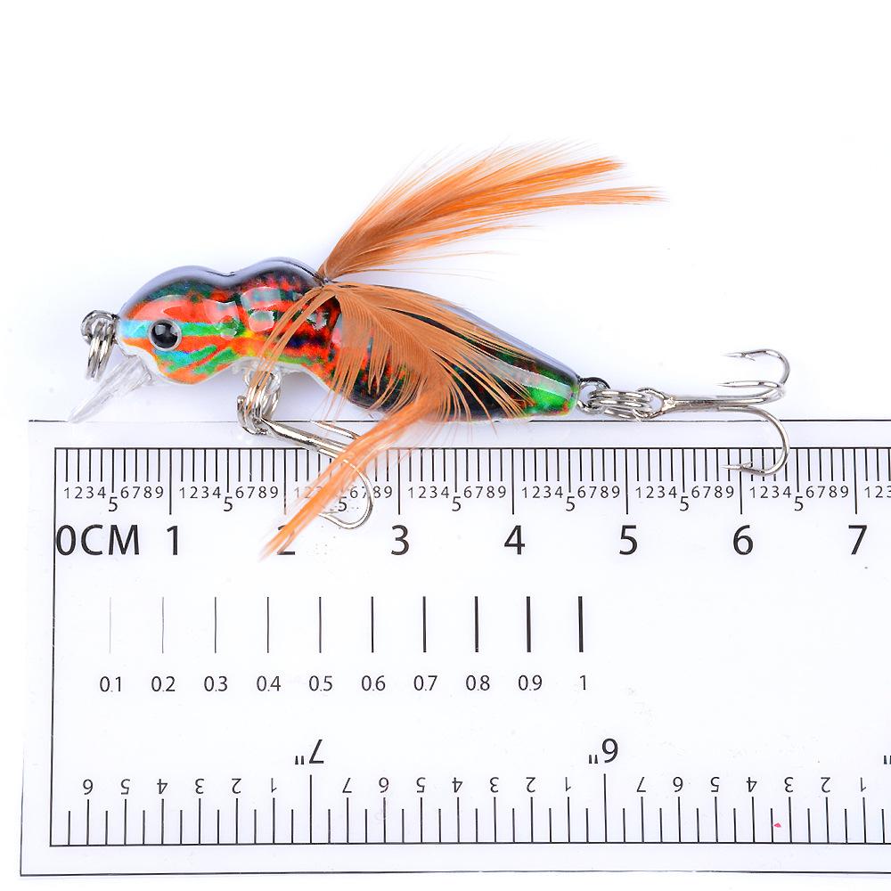 1Pcs Ant Minnow Fishing Lures Bait Hooks 3.2cm/4.5g Feather Fake Bait Hard Fishing Rattle Bead 3D Eye
