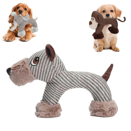 Plush Dog Chew Toy Squeaky Linen Stuffed Animals Interactive Puppy Teething Toy for Small And Medium Dogs Teeth Cleaning