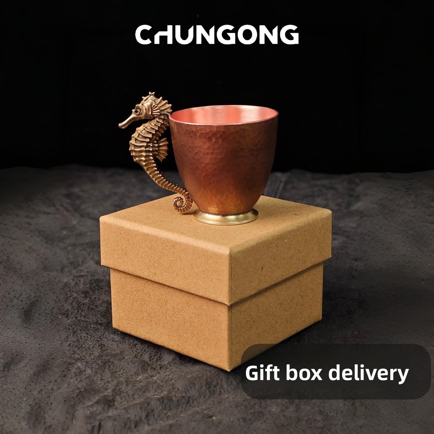 

Spring work original design copper coffee cup seahorse tea cup art ornament natal year gift special-shaped shot glass Copper seahorse cup