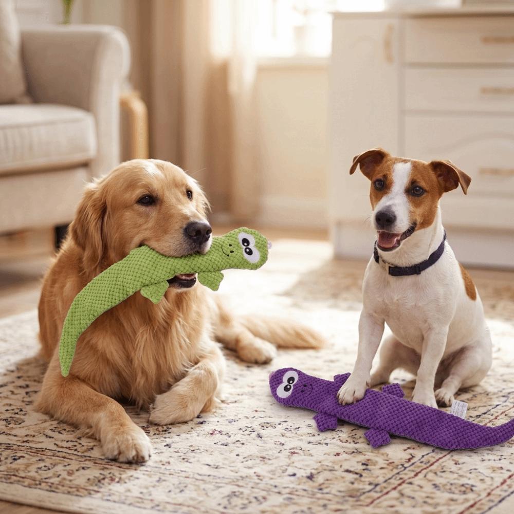 Crinkle Paper Dog Chew Toy Cartoon Lizard Lizard Dog Toy Plush Squeaky Toy  Daily Entertainment зелёный