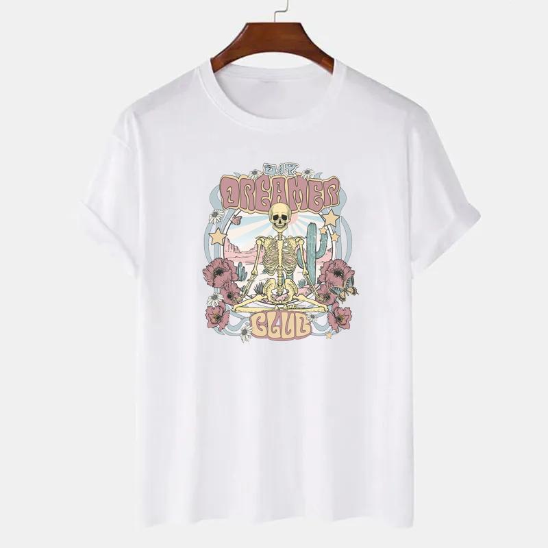 

Daydreamer Skull Graphic T Shirts Womens Cotton Tshirt Fashion Summer Short Sleeve Female Tee Tops Women Tshirt Clothing S