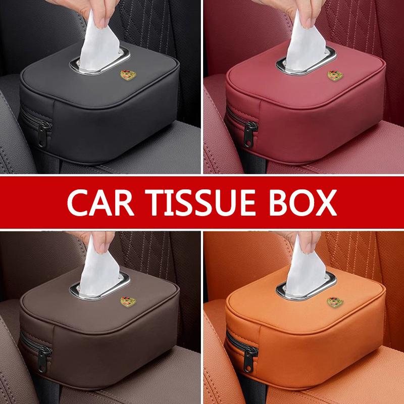 High quality Car Leather 3D Logo Tissue Bag Protector Cover Tissue box For Porsche Panamera Macan Boxster Cayman Cayenne 911 718 FU3